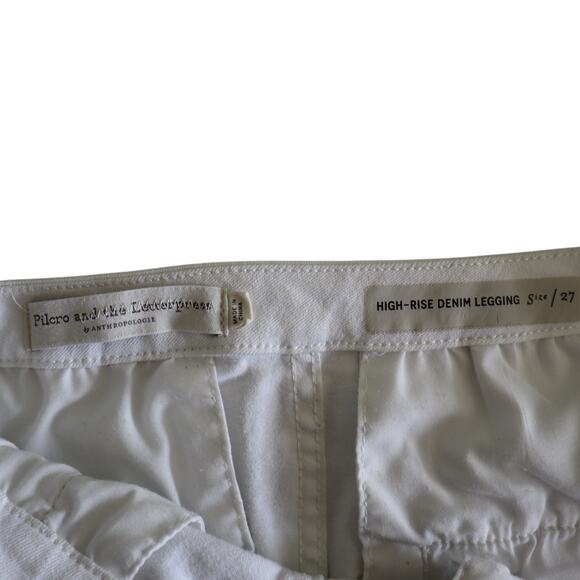 Anthropologie Pilcro Womens High Rise Denim Legging Jeans Size 27 White Crop - Picture 10 of 16